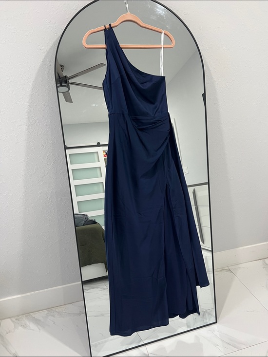 Lulus Dresses & Skirts - Lulu's Navy One-Shoulder Draped Evening Gown